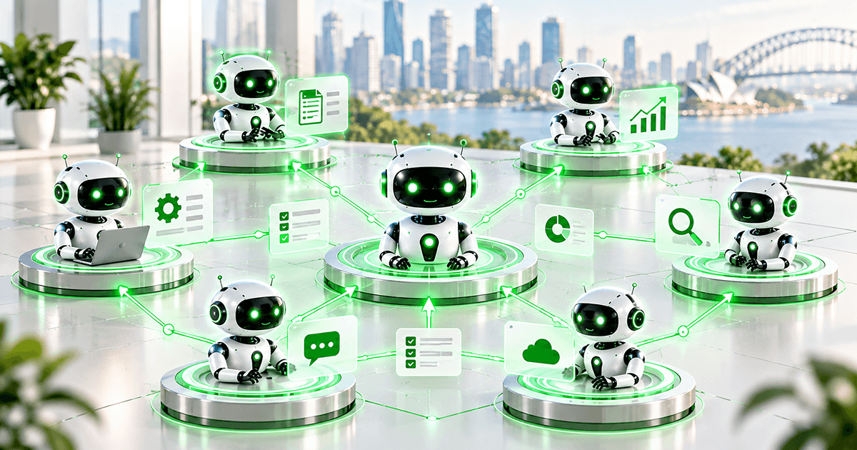Multi agent AI system showing specialised AI agents collaborating through an orchestrator